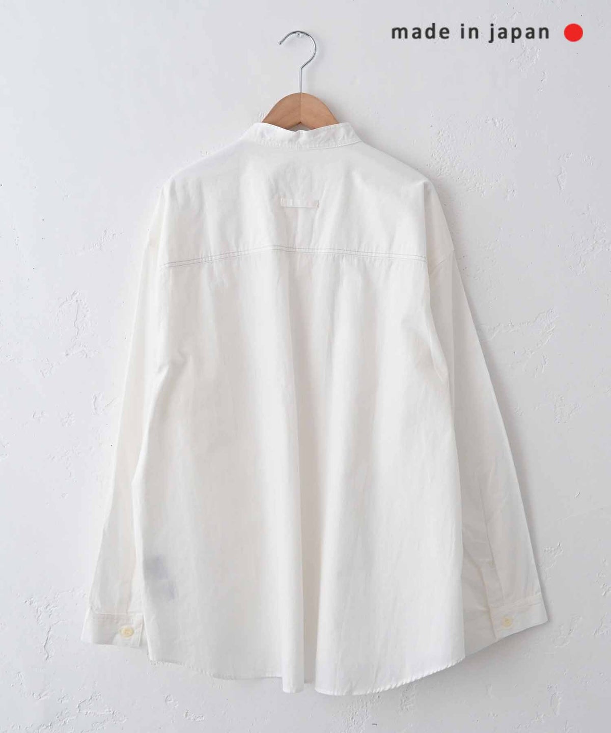  her.｜ヴィンテージポプリン配色ステッチバンドカラーシャツ [[MA-520003]][C]