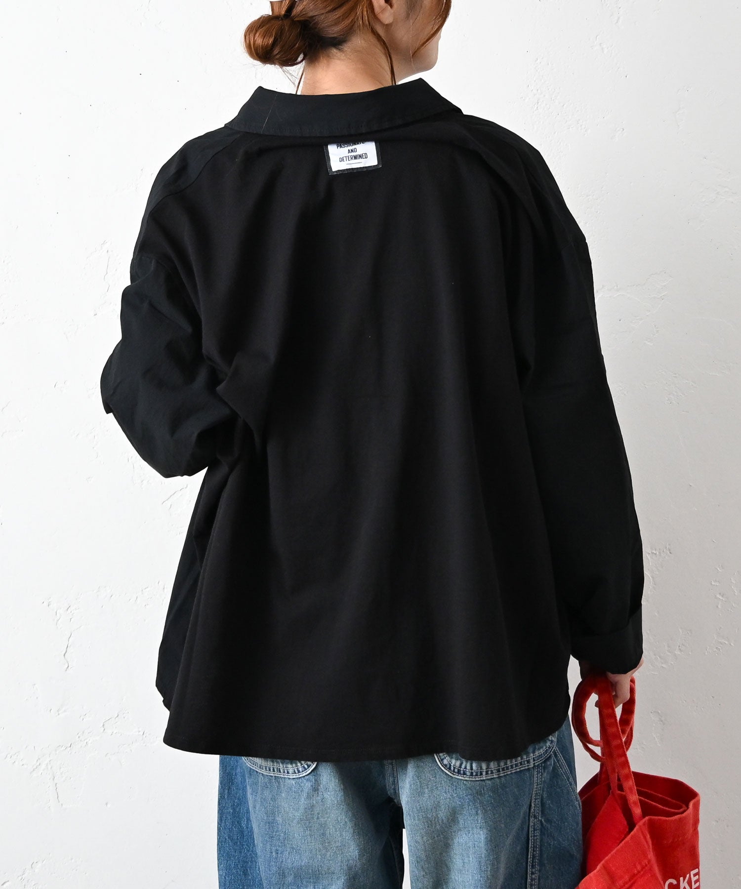 週末値下げ【新品・未使用‼️】SUPER HYSワッペン CPOシャツ　ブラック IN THE MARKET｜異素材バックワッペン付きシャツ [[C-2511]][C] | ma28
