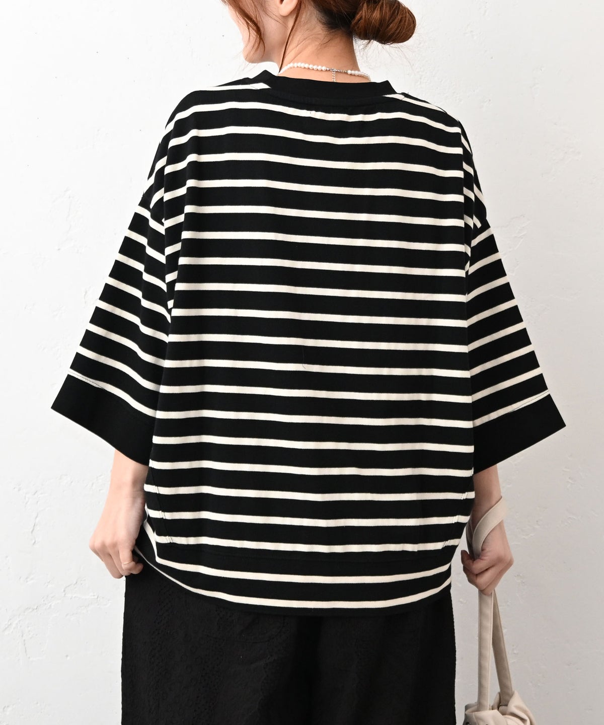 sloe｜ボーダーワイド7分袖Tee [[4211040-5]][C]