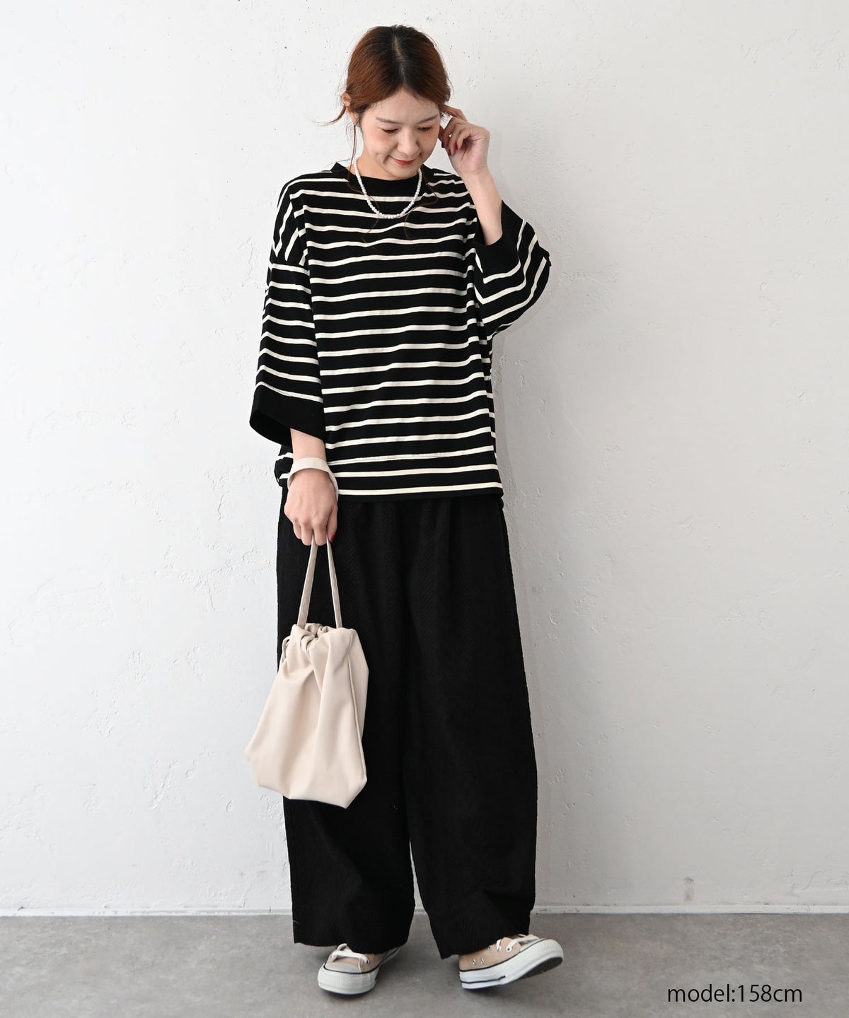 sloe｜ボーダーワイド7分袖Tee [[4211040-5]][C]