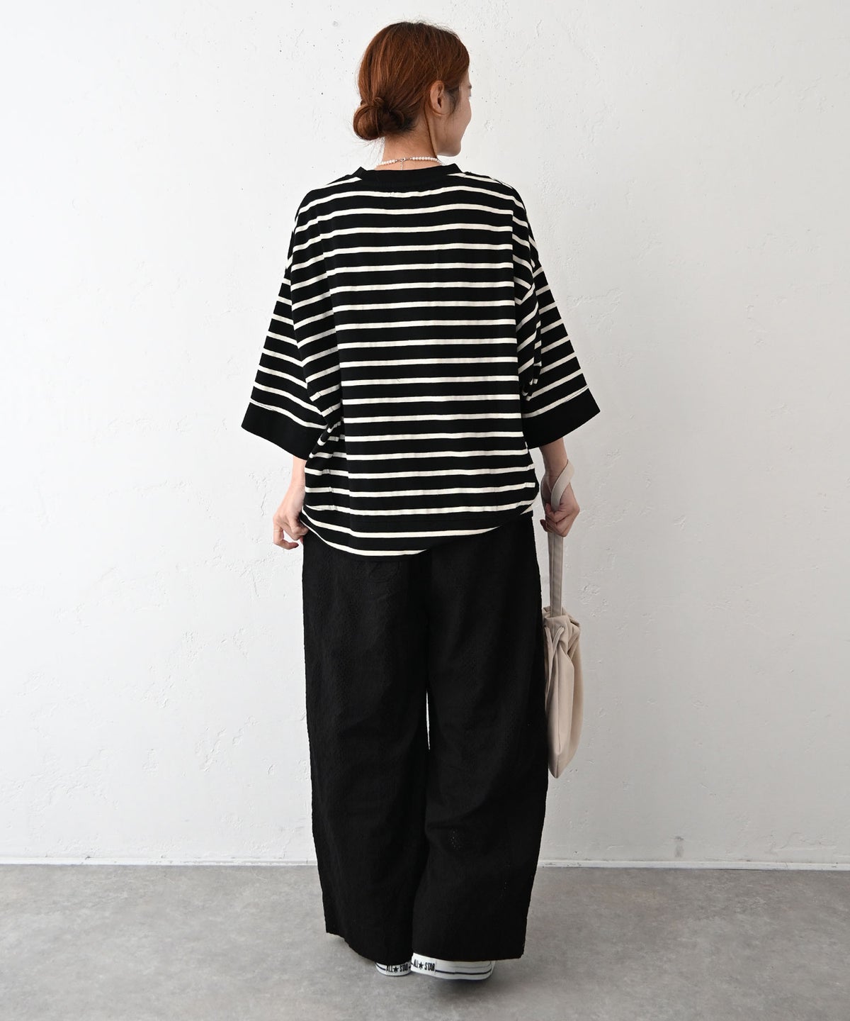 sloe｜ボーダーワイド7分袖Tee [[4211040-5]][C]