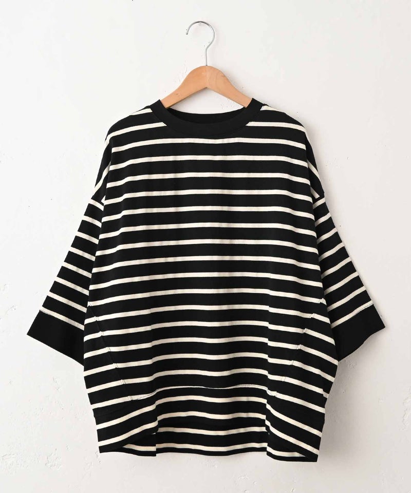 sloe｜ボーダーワイド7分袖Tee [[4211040-5]][C]