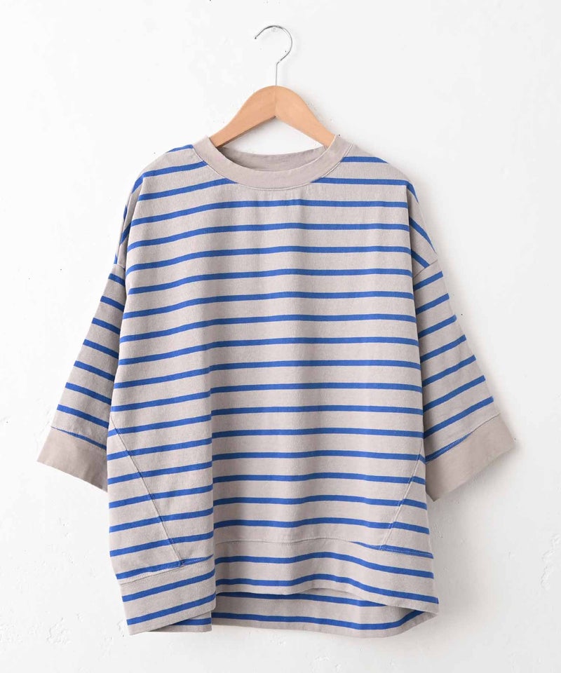 sloe｜ボーダーワイド7分袖Tee [[4211040-5]][C]