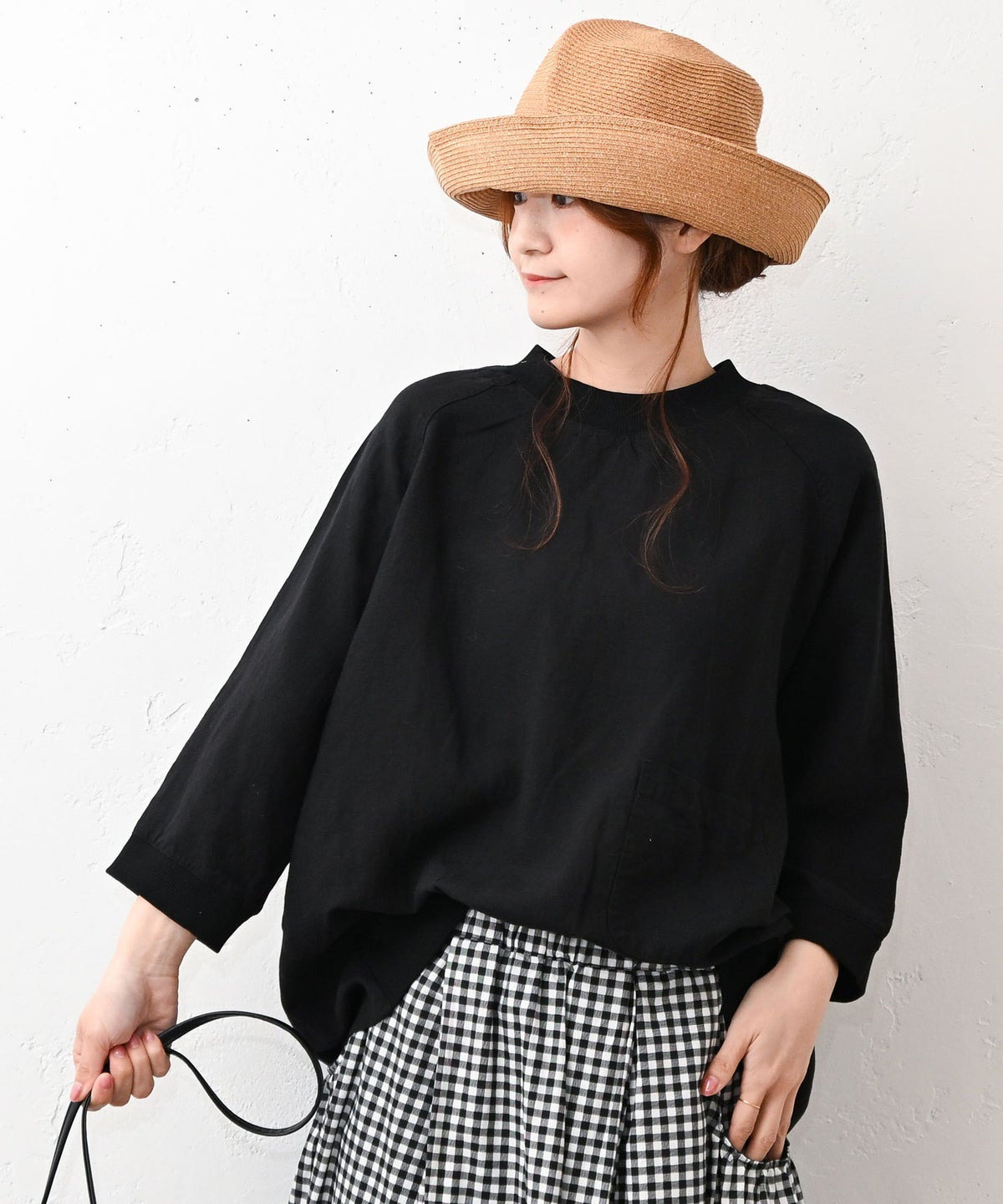 sloe｜麻テンセル襟リブプルオーバー [[4411915]][C]