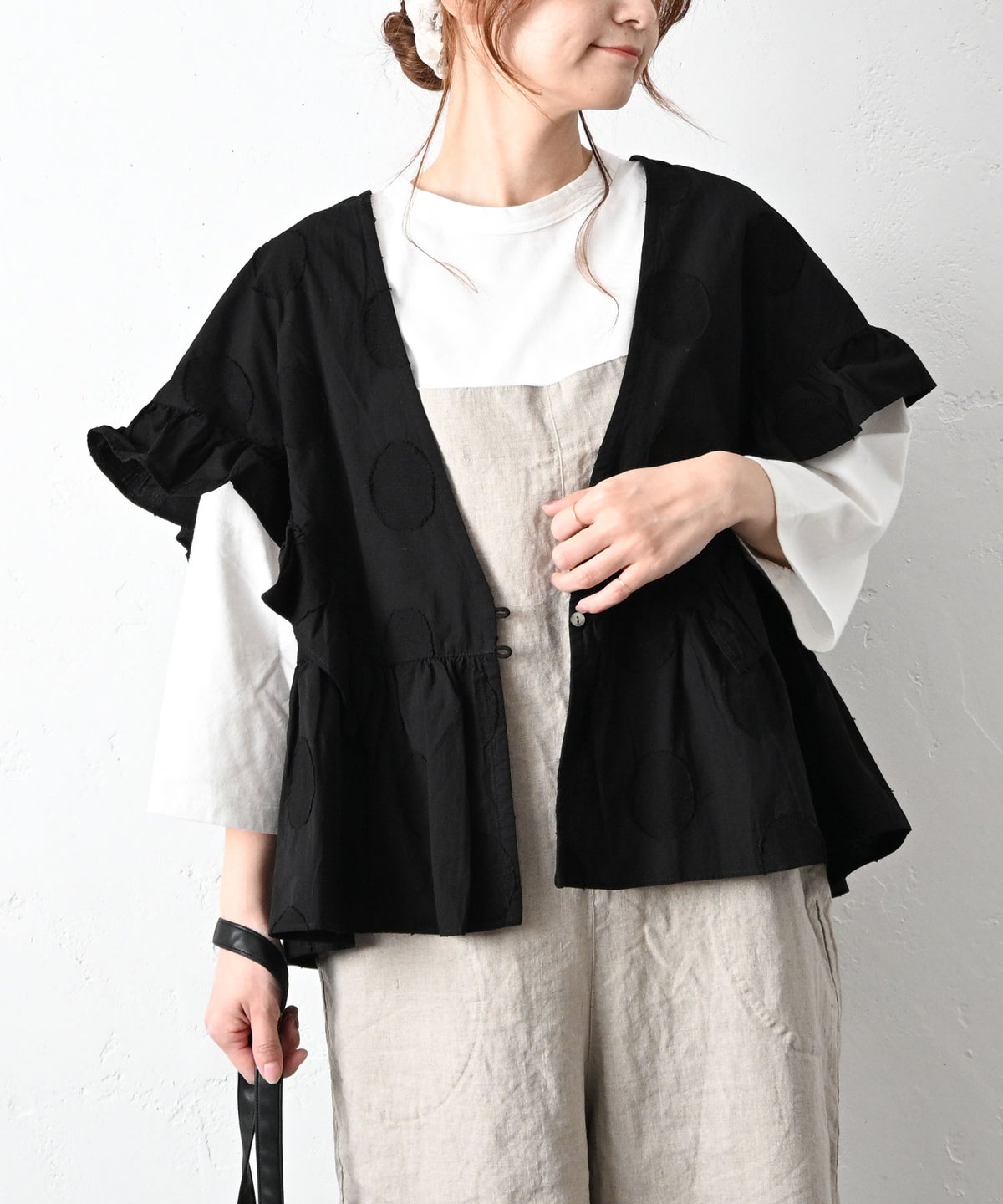 ista-ire｜ドットラッフルブラウス [[4601-6780]][C]