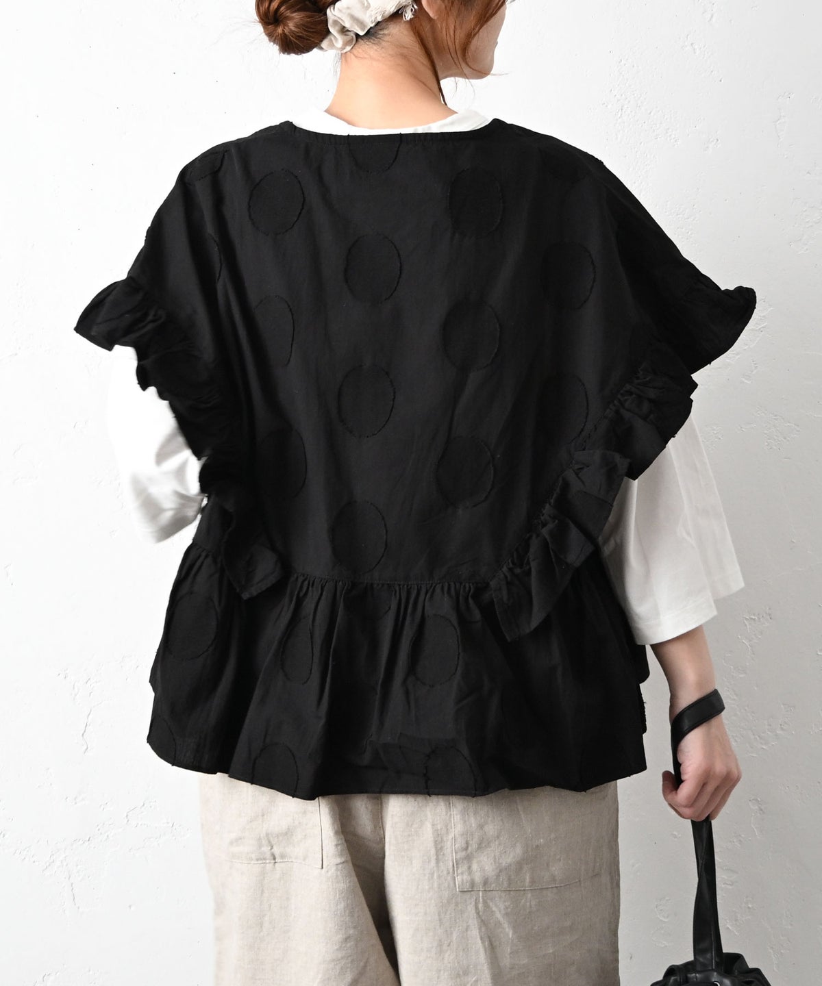 ista-ire｜ドットラッフルブラウス [[4601-6780]][C]