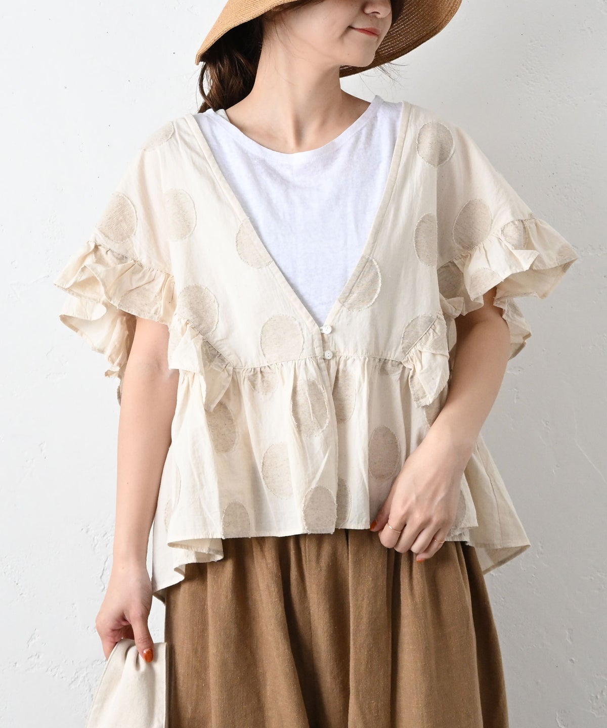 ista-ire｜ドットラッフルブラウス [[4601-6780]][C]