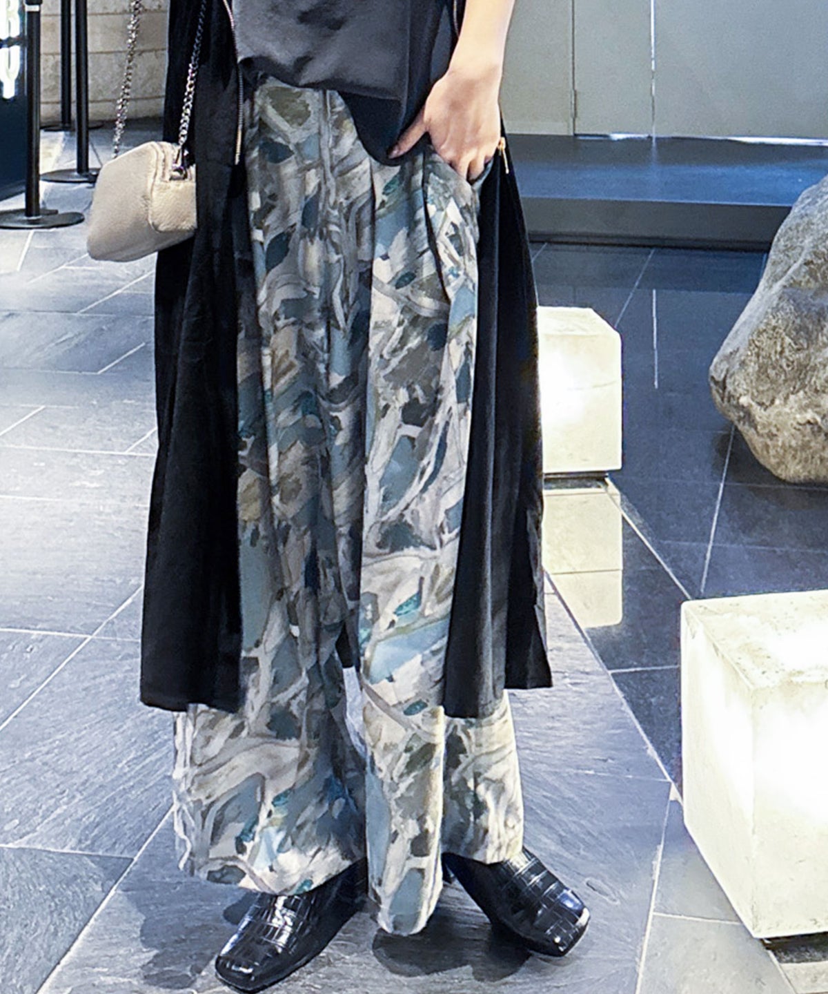 HUMS｜総柄ワイドパンツ(ボタニカルアート柄) [[C-5127]][C]