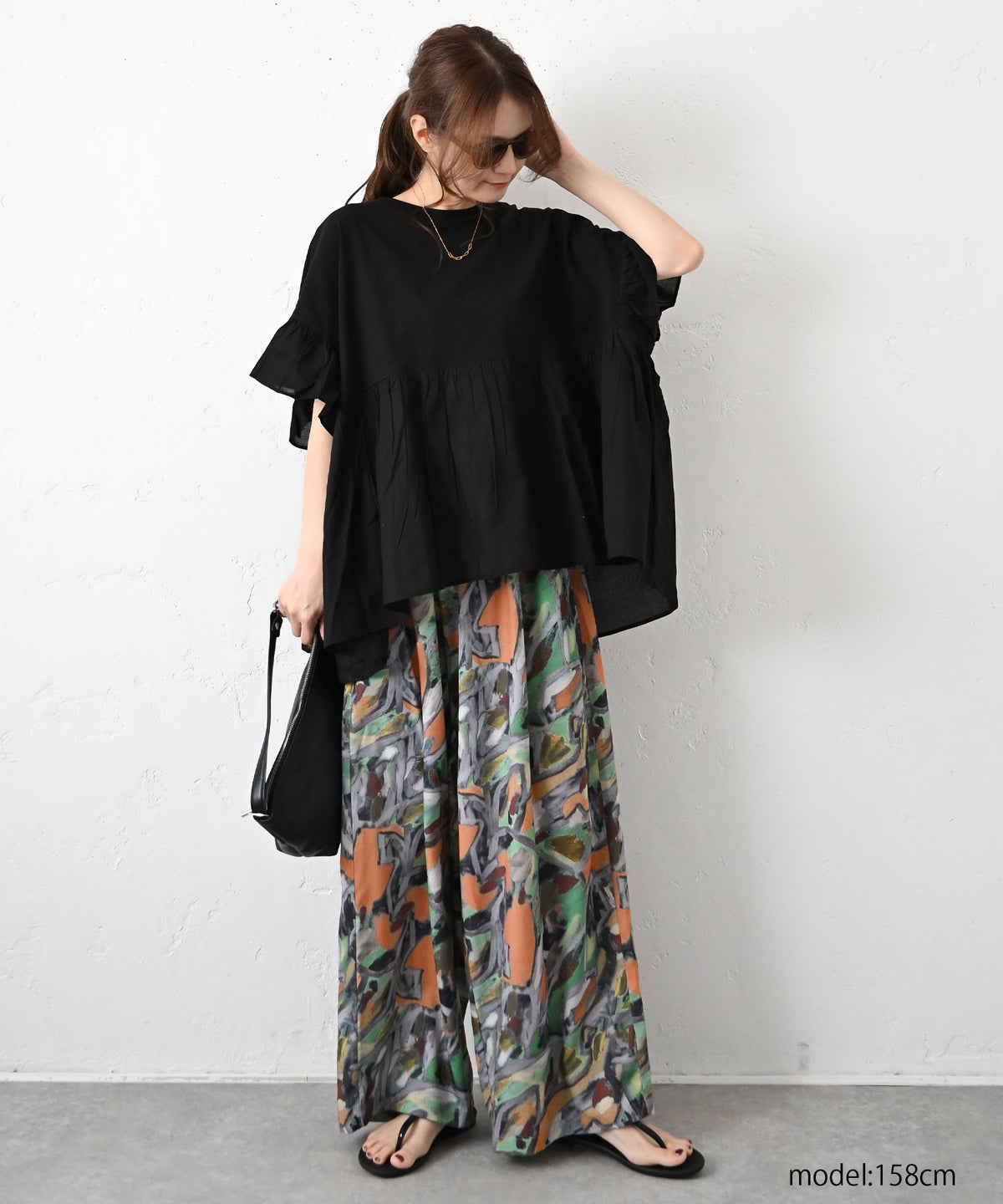 HUMS｜総柄ワイドパンツ(ボタニカルアート柄) [[C-5127]][C]