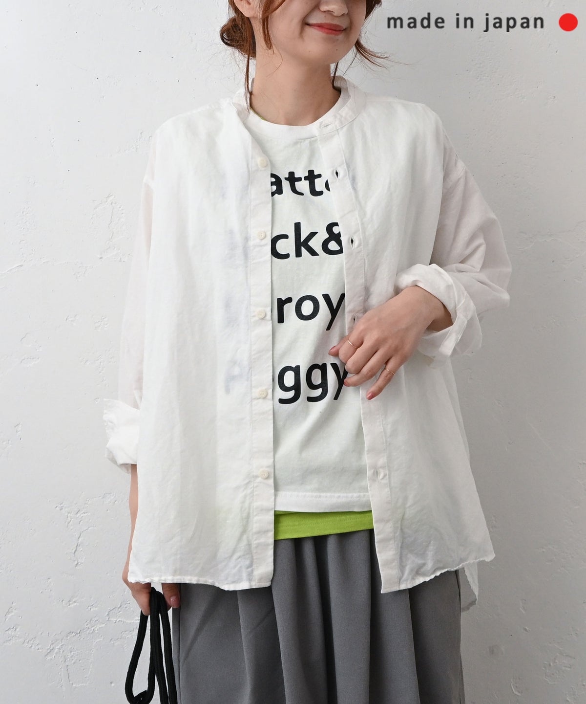 her.｜コットンリネンバンドカラーシャツ [[CE3SH260405]][C]