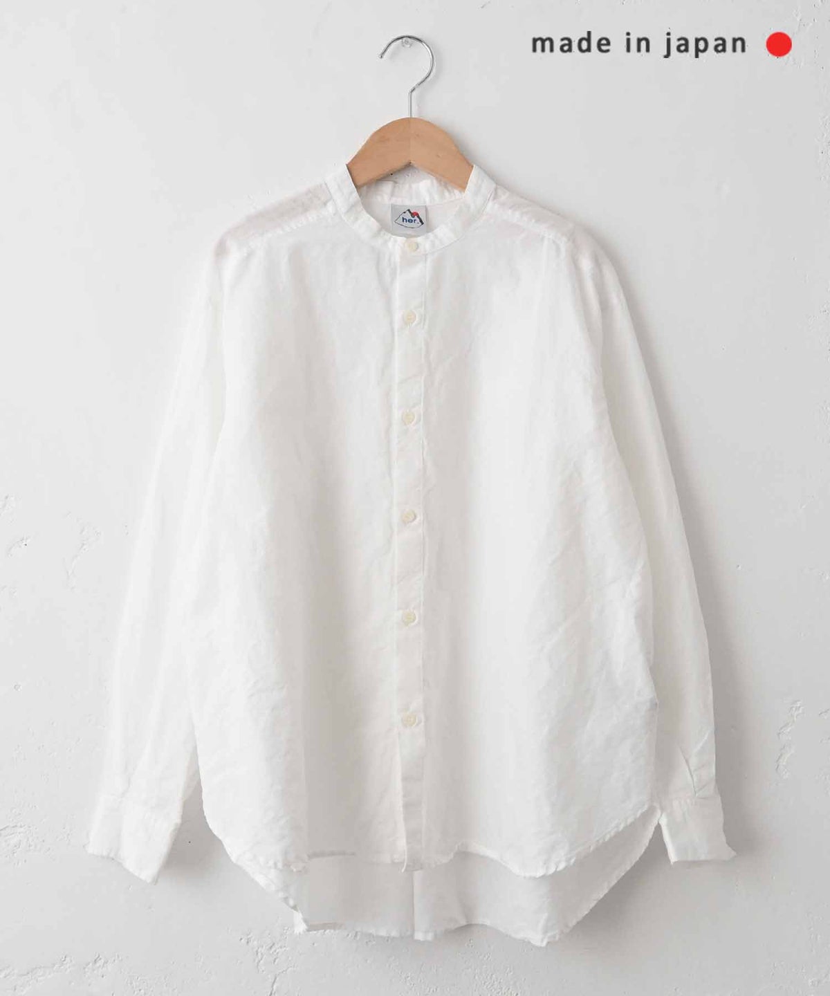 her.｜コットンリネンバンドカラーシャツ [[CE3SH260405]][C]