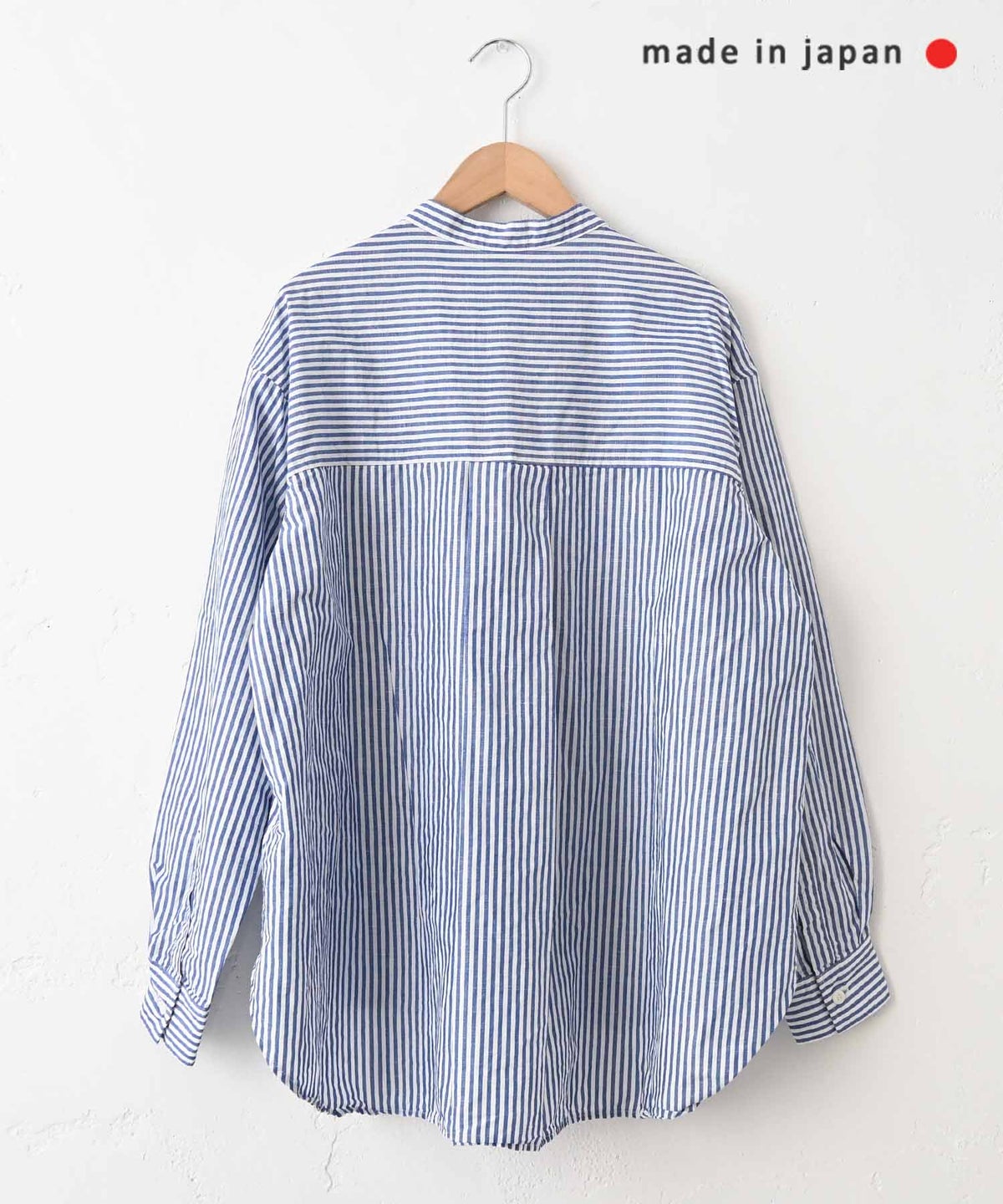 her.｜コットンリネンストライプバンドカラーシャツ [[CE3SH260405B]][C]