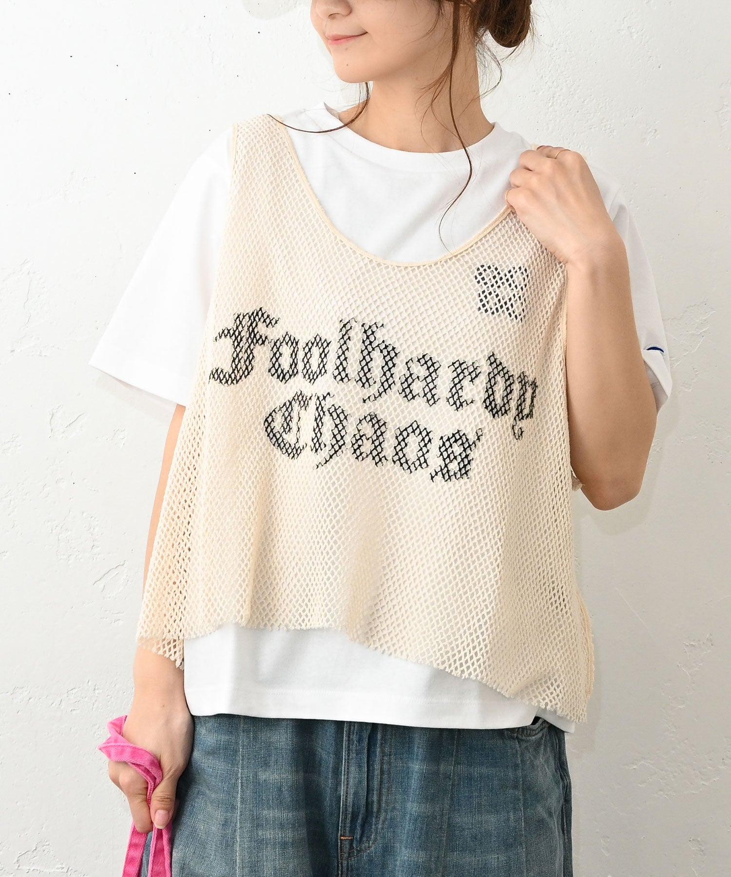 FUMIE=TANAKA コットンメッシュタンクトップ 白 ホワイト ノースリーブ │ヴィテージ古着屋Feeet 通販 名古屋 大須