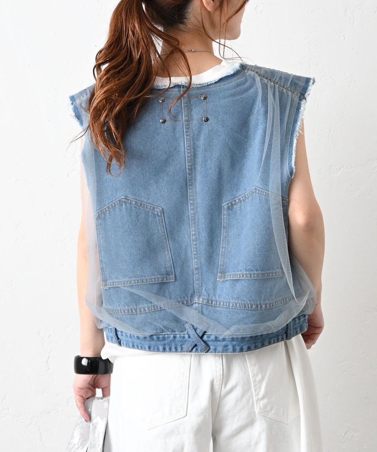 MICALLE MICALLE｜チュールドッキングデニムベスト [[MMB122VEA]][C]