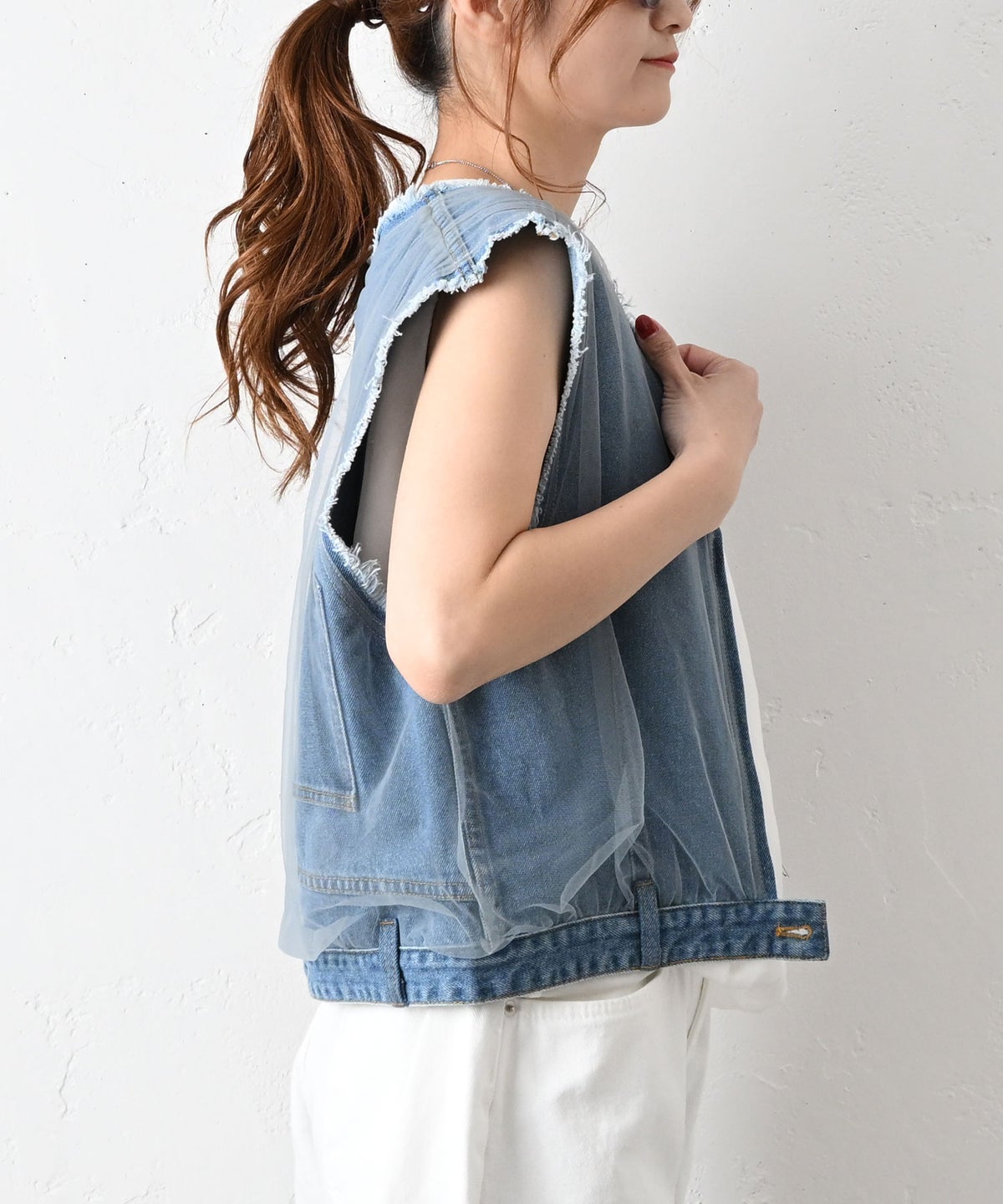 MICALLE MICALLE｜チュールドッキングデニムベスト [[MMB122VEA]][C]