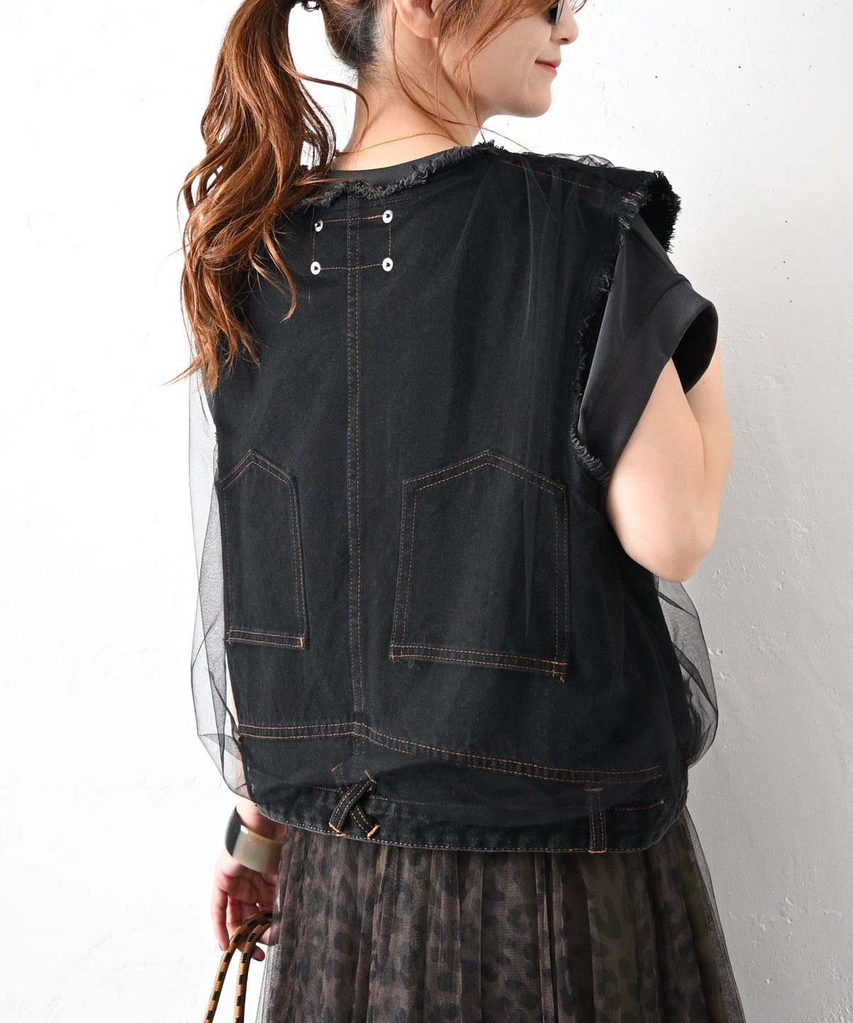 MICALLE MICALLE｜チュールドッキングデニムベスト [[MMB122VEA]][C]