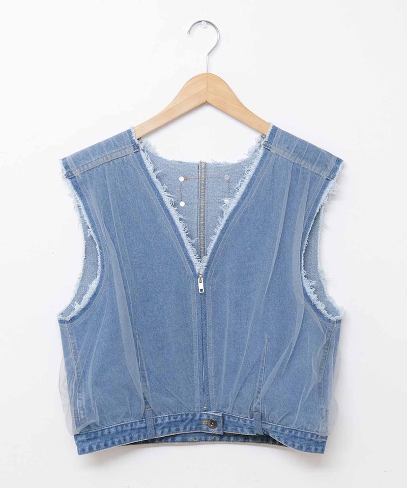MICALLE MICALLE｜チュールドッキングデニムベスト [[MMB122VEA]][C]