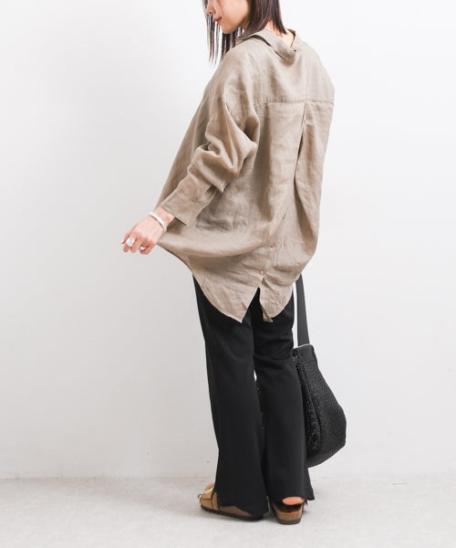 W｜バックボタンwashリネンシャツ [[IZK25038-26SS]][F] | ma28 ONLINE