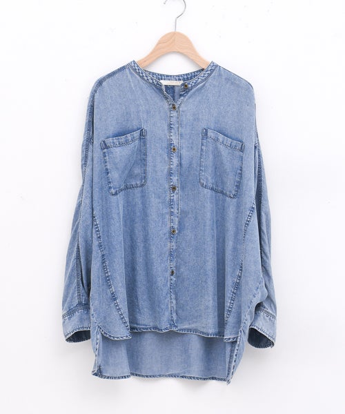 極美品✨Drawer　ウール×シルク×麻　タックブラウス　ゆったり　デニム調 Hymn LIPA｜パウダーシルクデニムドルマンブラウス [[261QS0008]][F