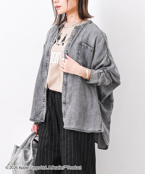 Hymn LIPA｜パウダーシルクデニムドルマンブラウス [[261QS0008]][F