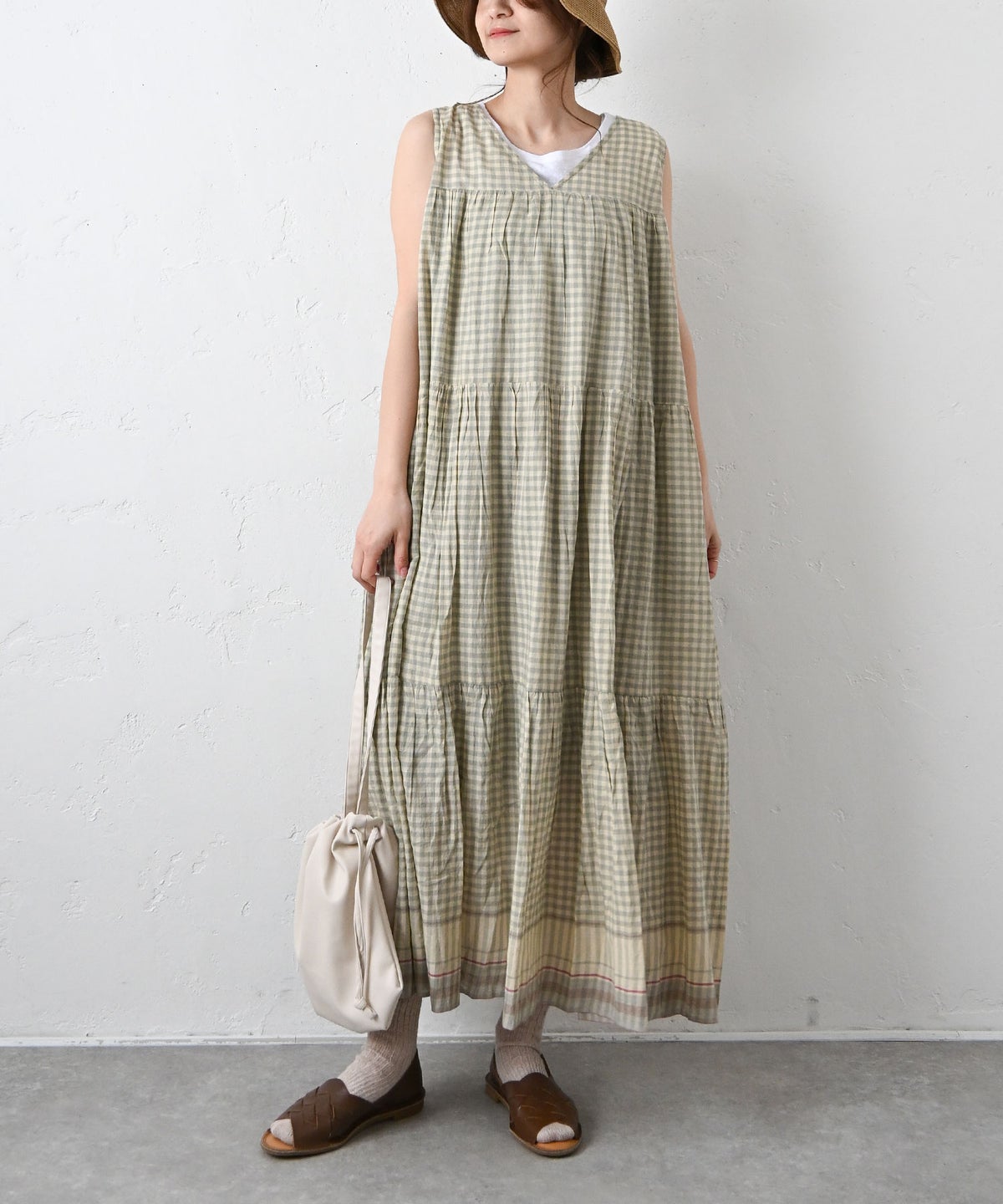 Antiquite's｜ギンガムインドカディワンピース [[1101134]][C]