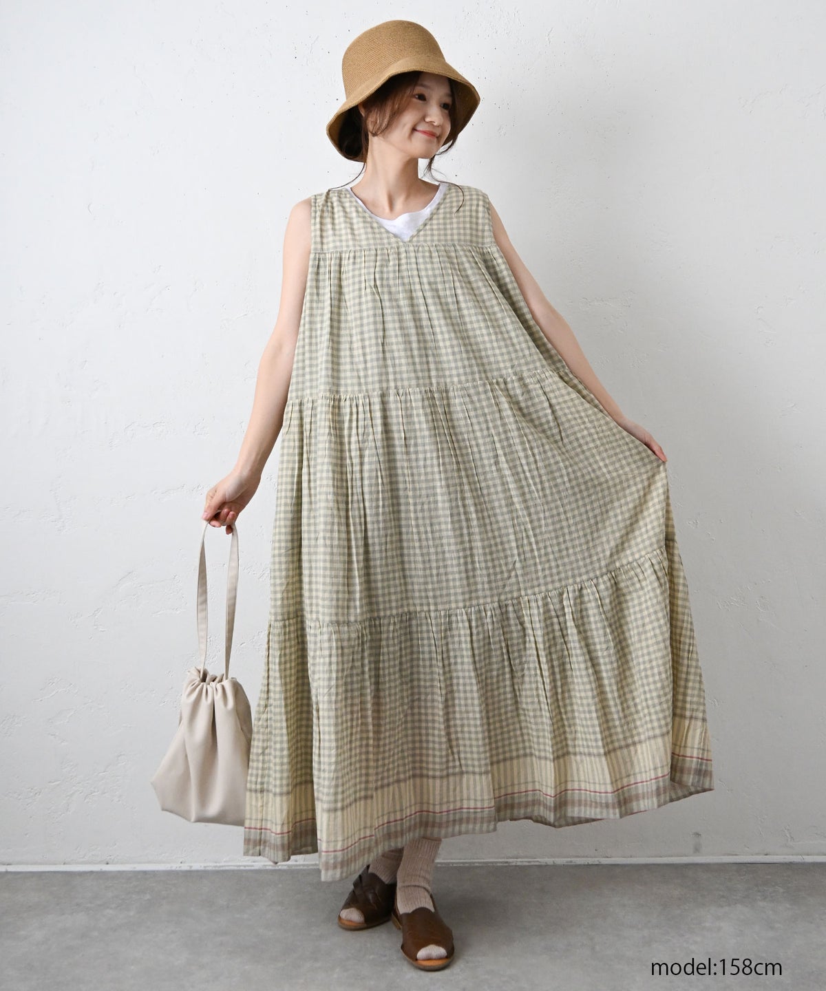 Antiquite's｜ギンガムインドカディワンピース [[1101134]][C]