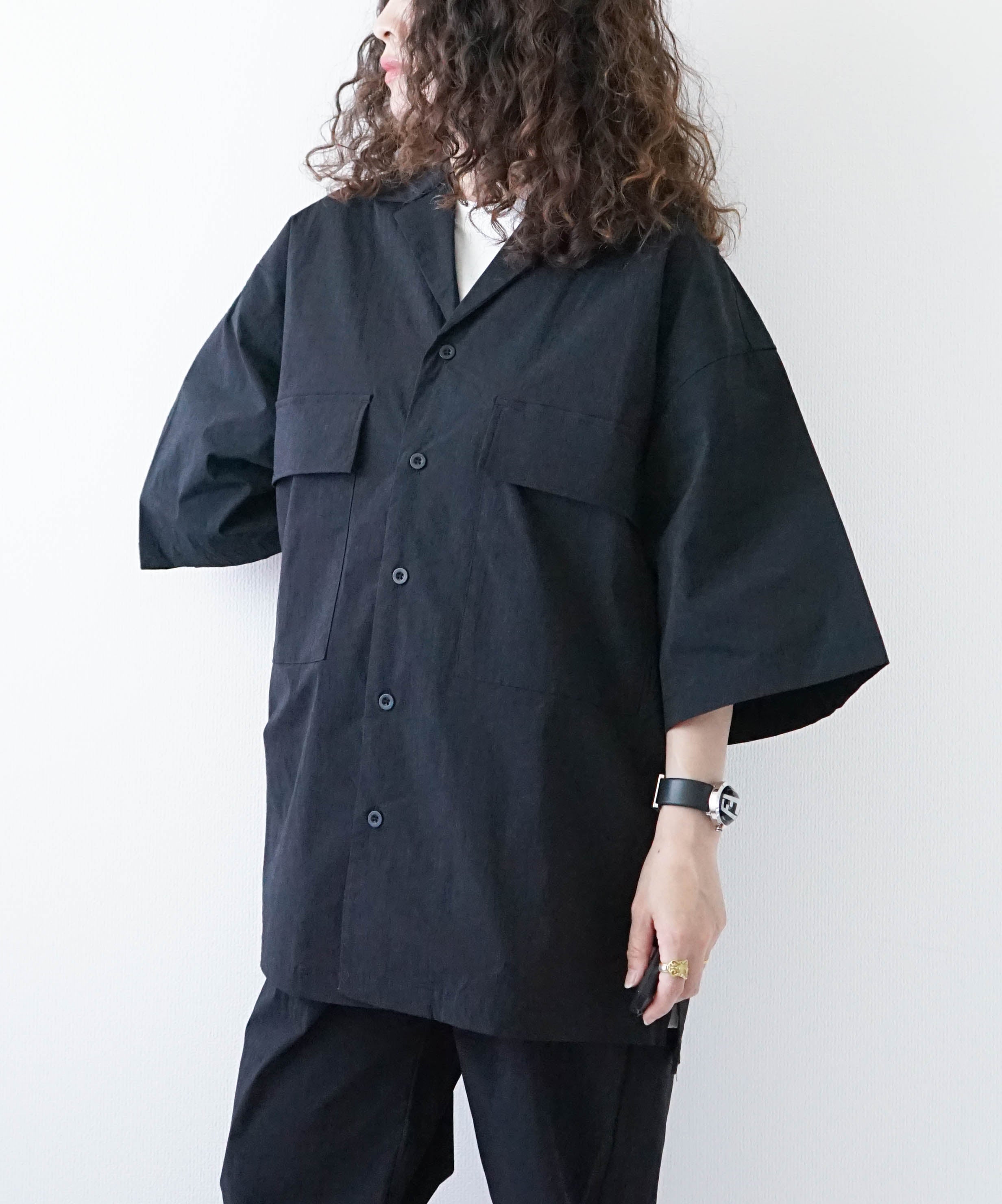 day standard｜ポリストレッチ接触冷感半袖オープンカラーシャツ