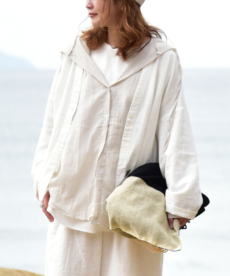 hagumu｜コットンリネンフーディーシャツ [[46269041]][C]