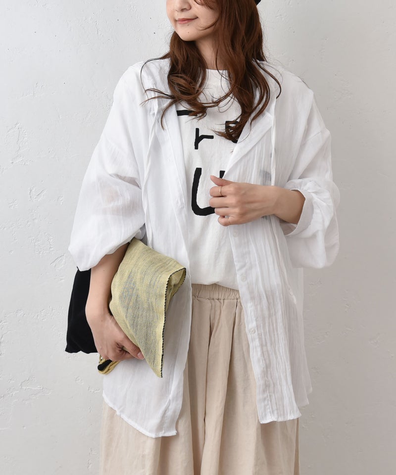 hagumu｜コットンリネンフーディーシャツ [[46269041]][C]