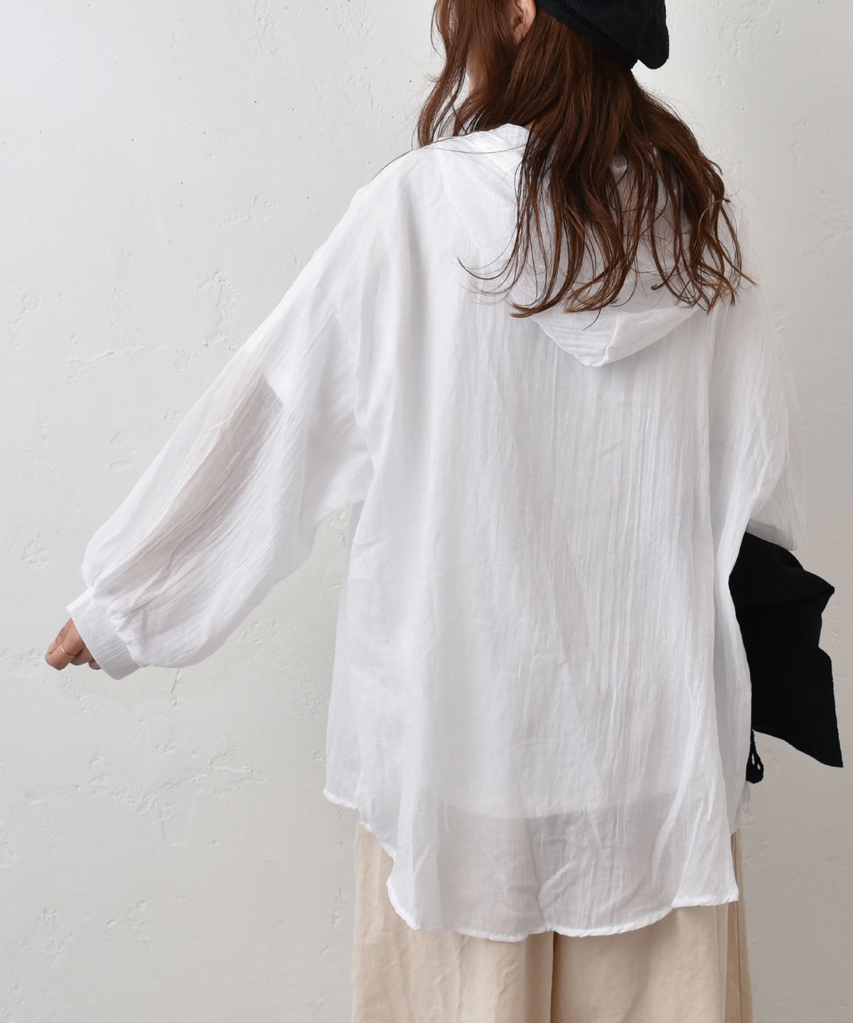 hagumu｜コットンリネンフーディーシャツ [[46269041]][C]