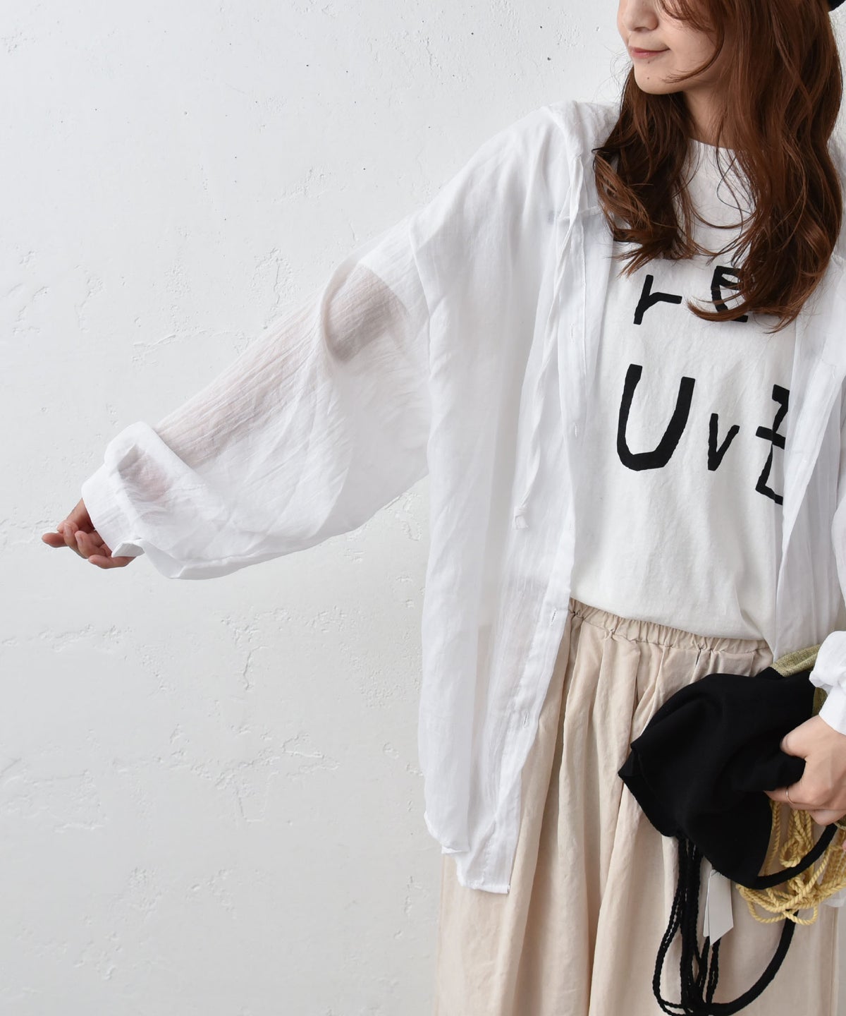 hagumu｜コットンリネンフーディーシャツ [[46269041]][C]