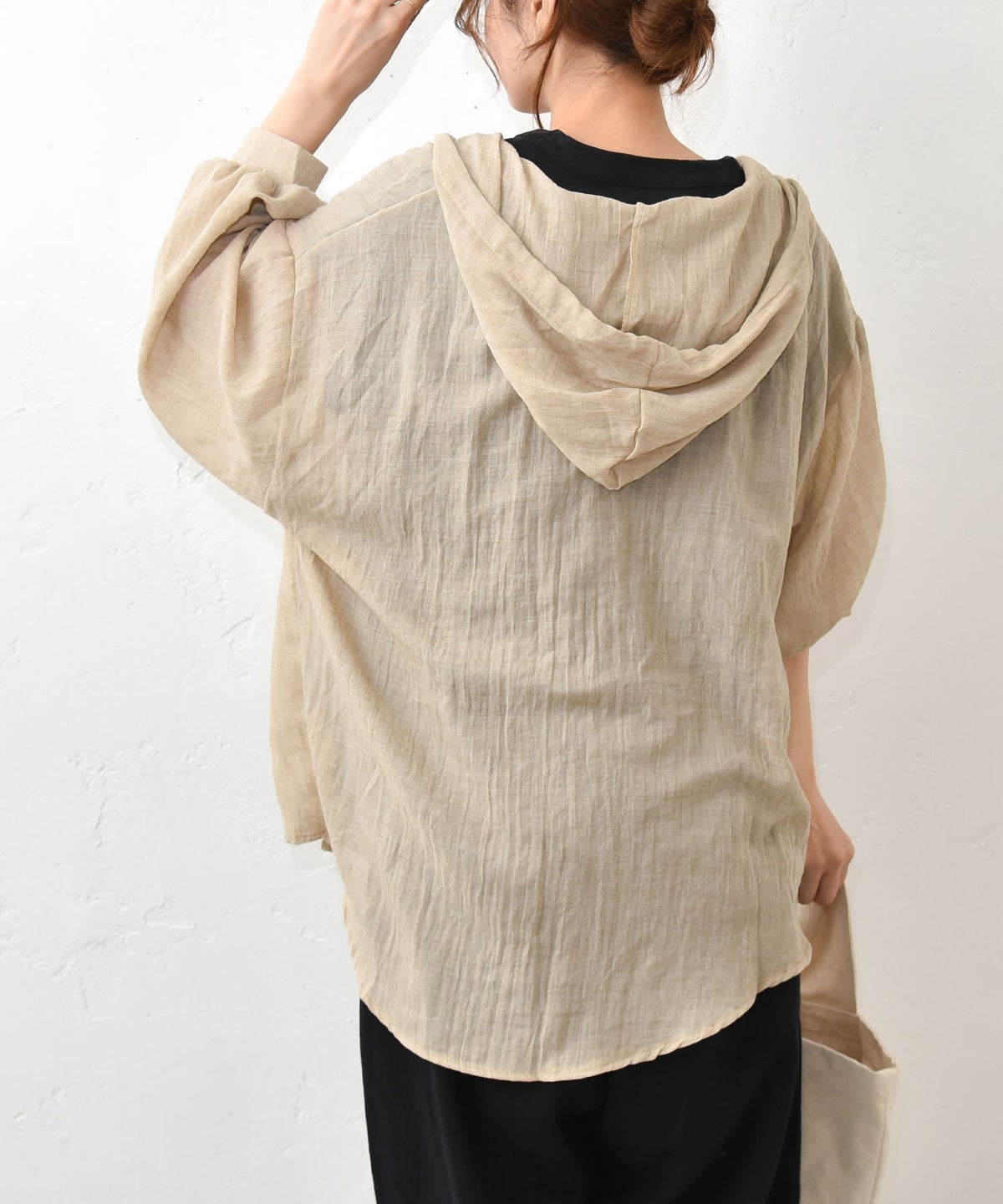 hagumu｜コットンリネンフーディーシャツ [[46269041]][C]