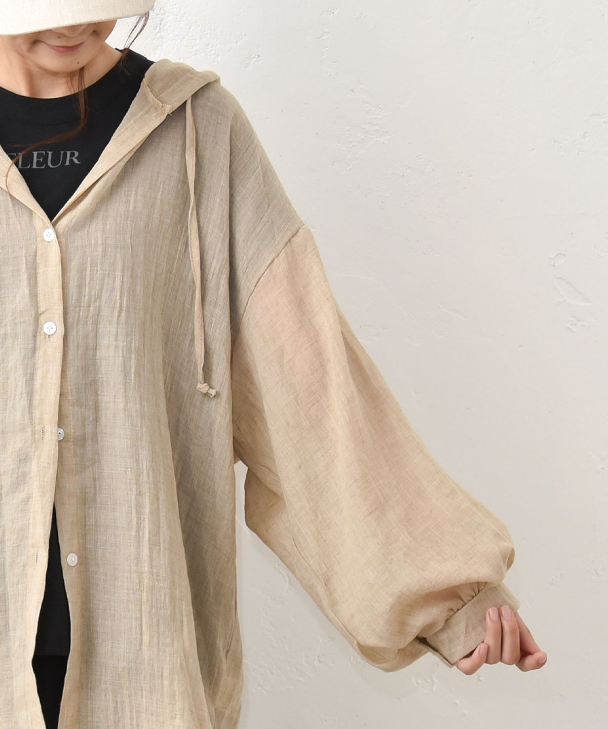 hagumu｜コットンリネンフーディーシャツ [[46269041]][C]