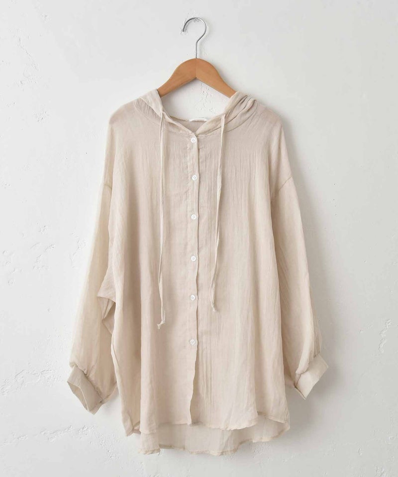  hagumu｜コットンリネンフーディーシャツ [[46269041]][C]