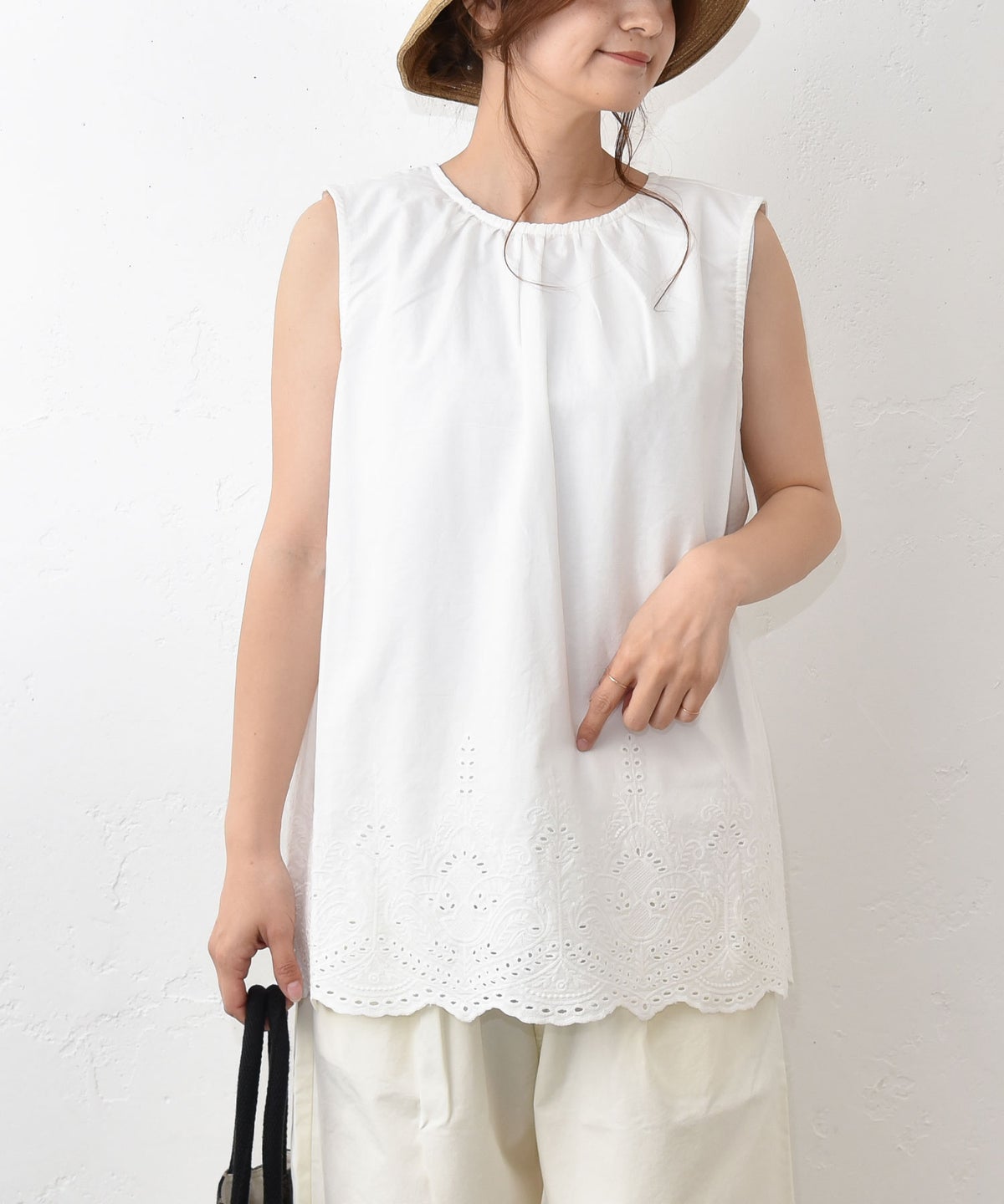 HEAVENLY｜コットンヘム刺繍ノースリーブトップス [[2624072]][C]