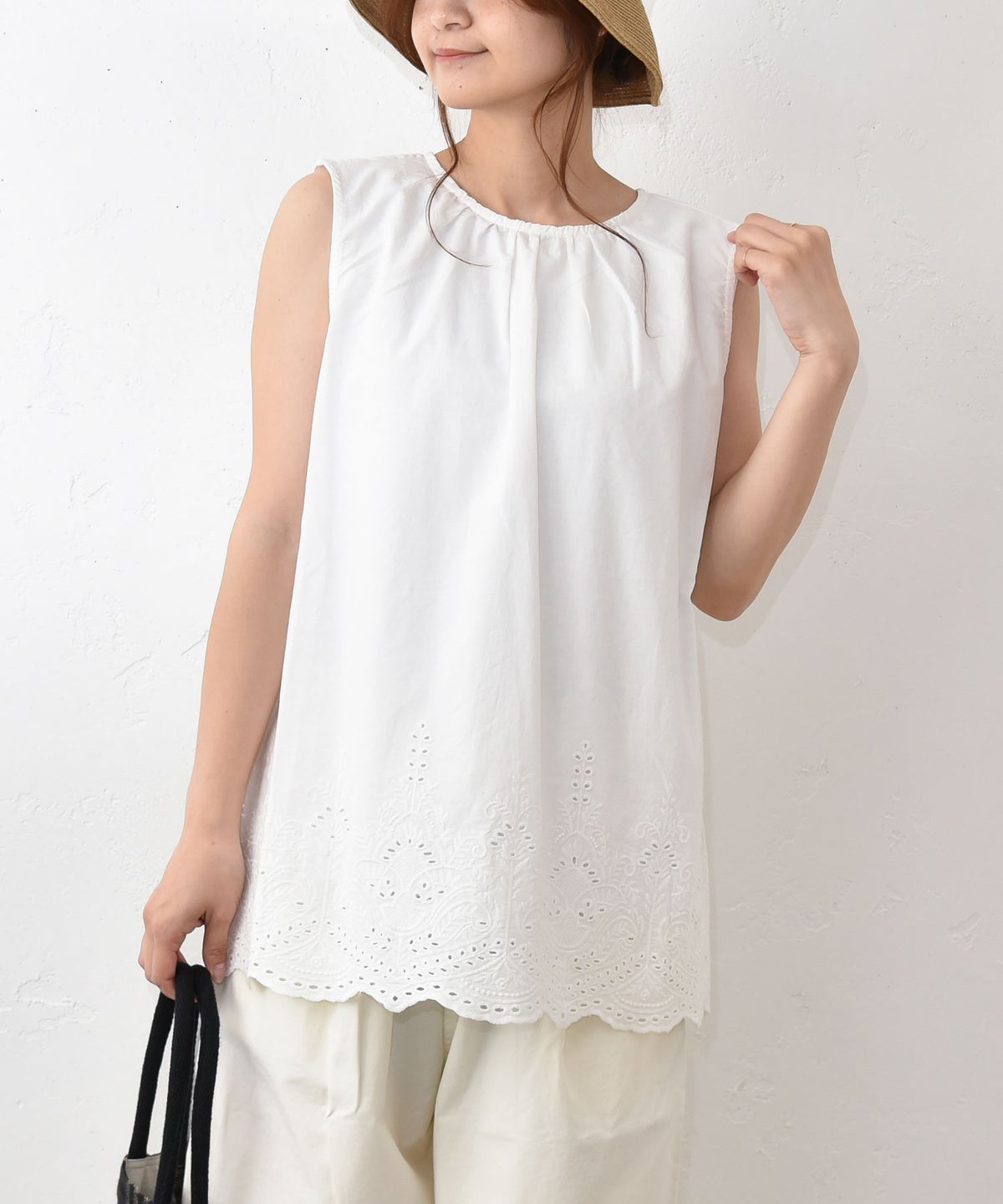 HEAVENLY｜コットンヘム刺繍ノースリーブトップス [[2624072]][C]
