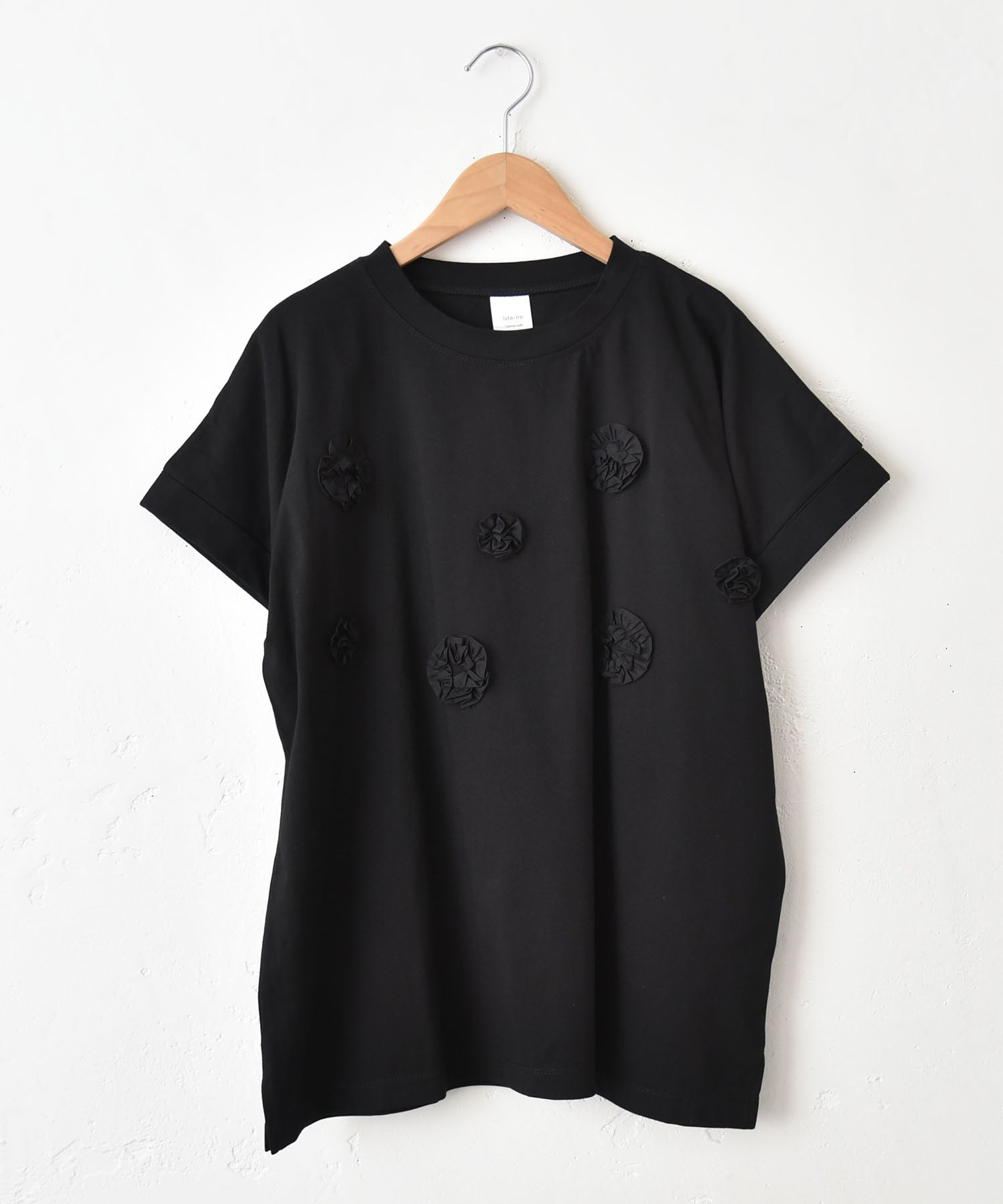 ista-ireフリルデザイン Tシャツ チャコールグレー ista-ire｜無地フリルドットTee [[4601-6920]][C] | ma28 ONLINE STORE