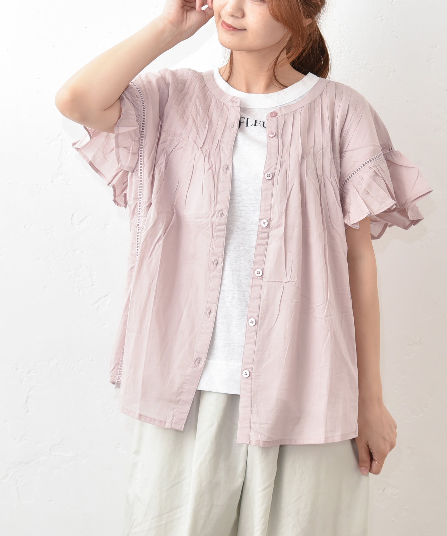 hagumu｜袖フリルピンタックブラウス [[36098262]][C] | ma28 ONLINE STORE