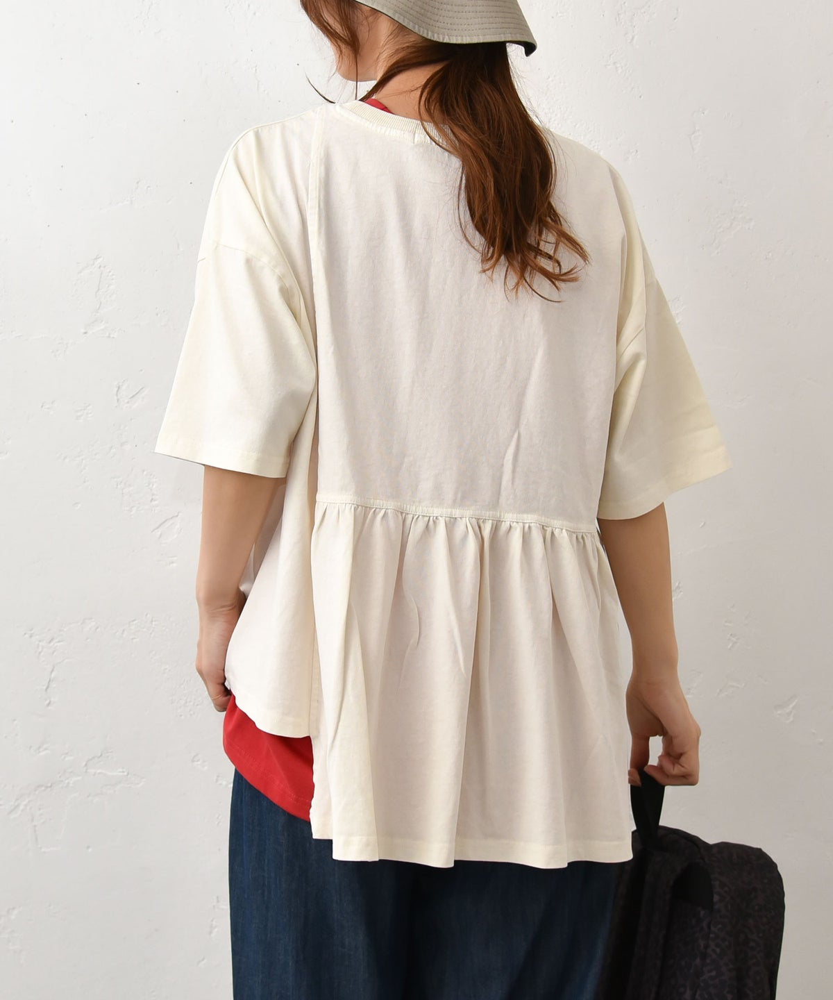 IN THE MARKET｜ピグメント天竺リメイク風切替ギャザープリントTシャツ [[66062162]][C]