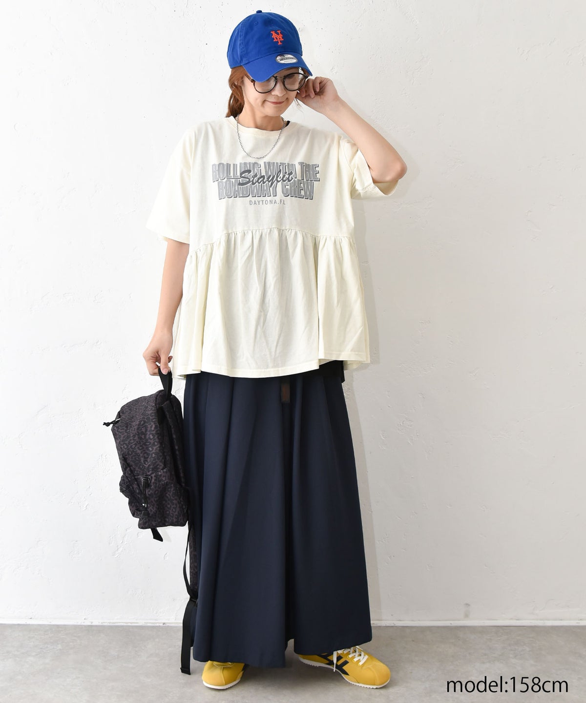 IN THE MARKET｜ピグメント天竺切替フリルプリントTシャツ [[56062162]][C]