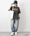 IN THE MARKET｜ピグメント天竺切替フリルプリントTシャツ [[56062162]][C]