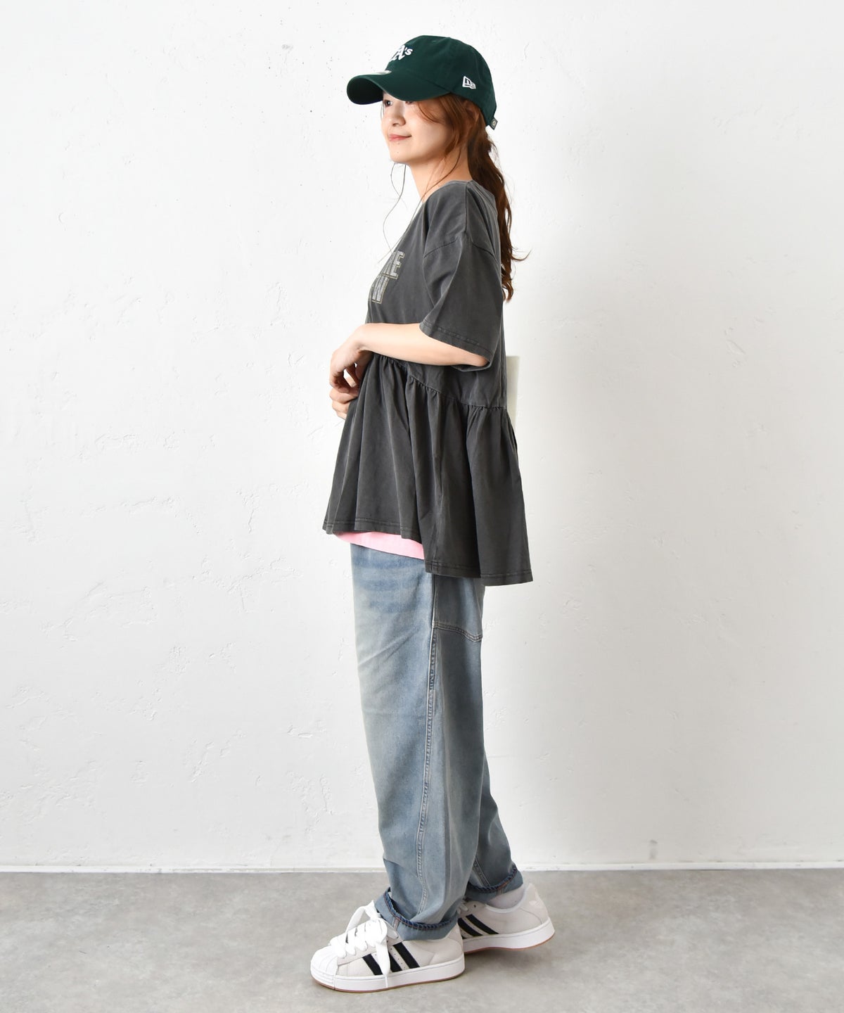 IN THE MARKET｜ピグメント天竺切替フリルプリントTシャツ [[56062162]][C]
