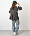 IN THE MARKET｜ピグメント天竺切替フリルプリントTシャツ [[56062162]][C]