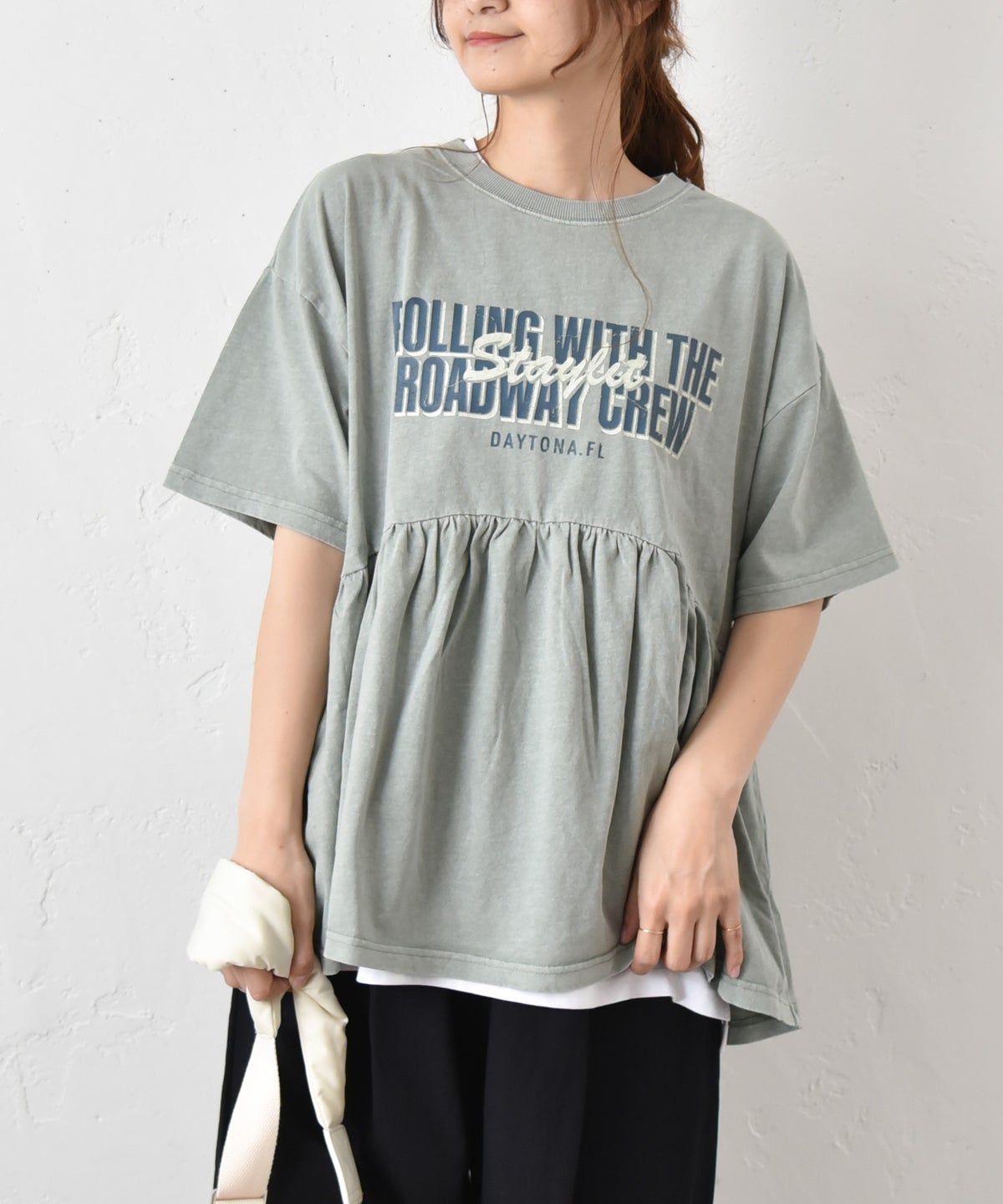 IN THE MARKET｜ピグメント天竺切替フリルプリントTシャツ [[56062162]][C]