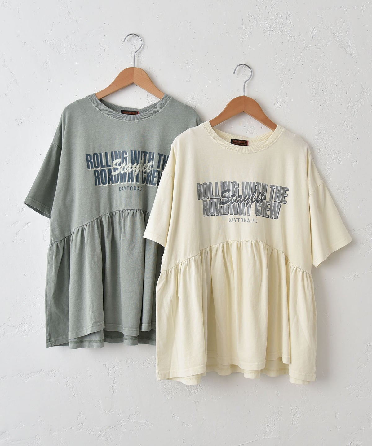  IN THE MARKET｜ピグメント天竺切替フリルプリントTシャツ [[56062162]][C]