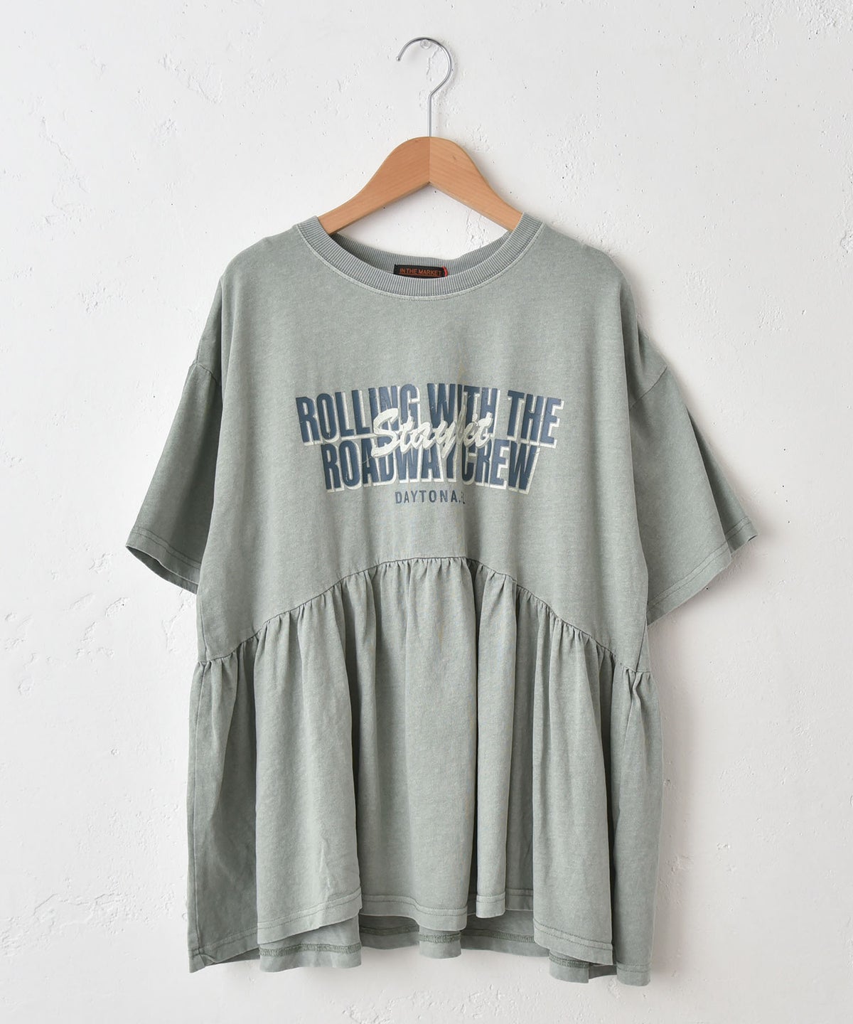  IN THE MARKET｜ピグメント天竺切替フリルプリントTシャツ [[56062162]][C]