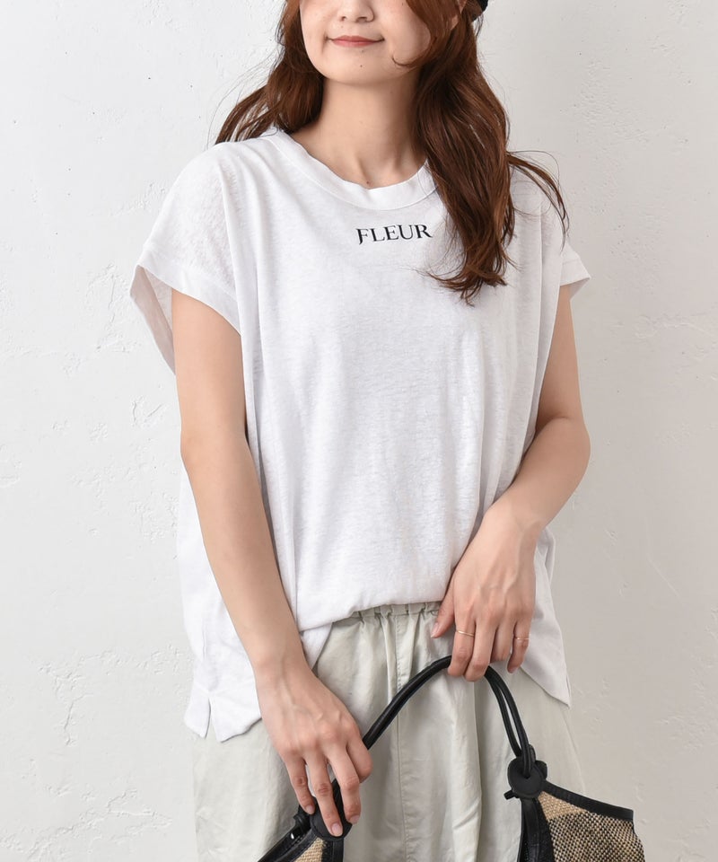 hagumu｜麻カットロゴフレンチTee [[C-763]][C]