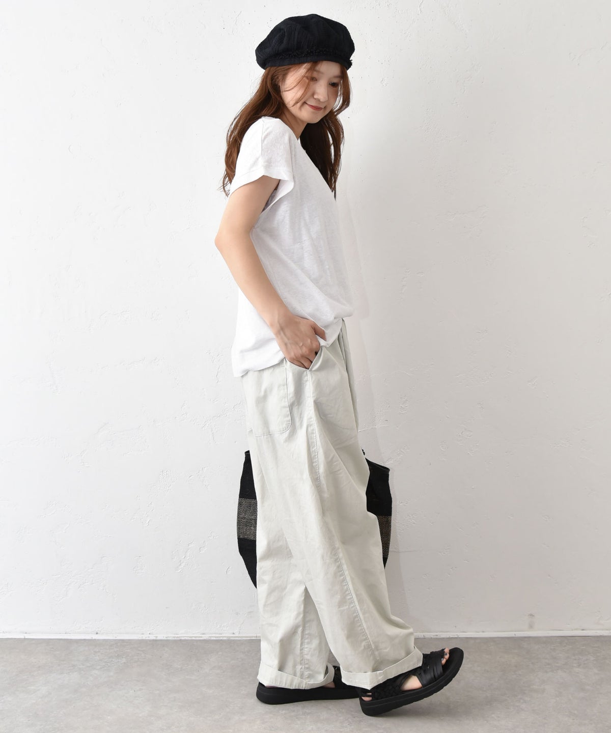 hagumu｜麻カットロゴフレンチTee [[C-763]][C]
