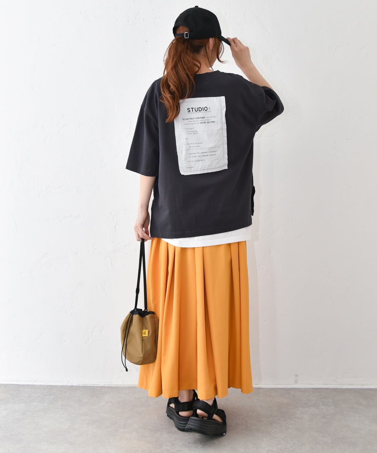 and quarter｜バック布帛ワッペンTシャツ [[131307F]][C]
