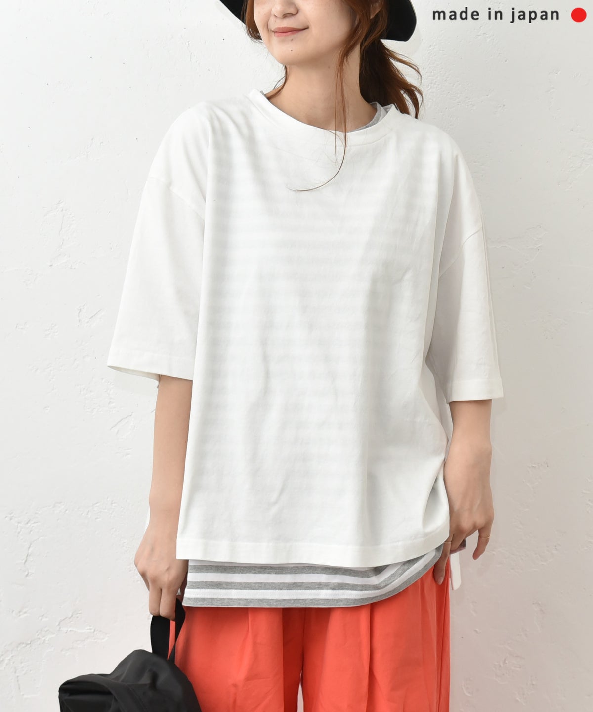 and quarter｜バック布帛ワッペンTシャツ [[131307F]][C]